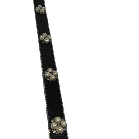 Cignal Pearl Silver & Black Belt Women’s  Small Black Classic Embellished